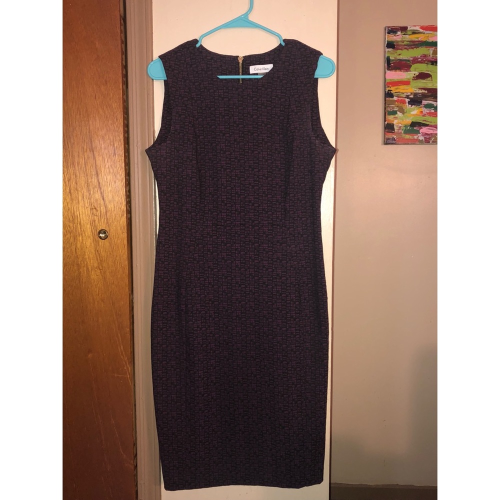 CALVIN KLEIN Purple & Black Patterned Dress